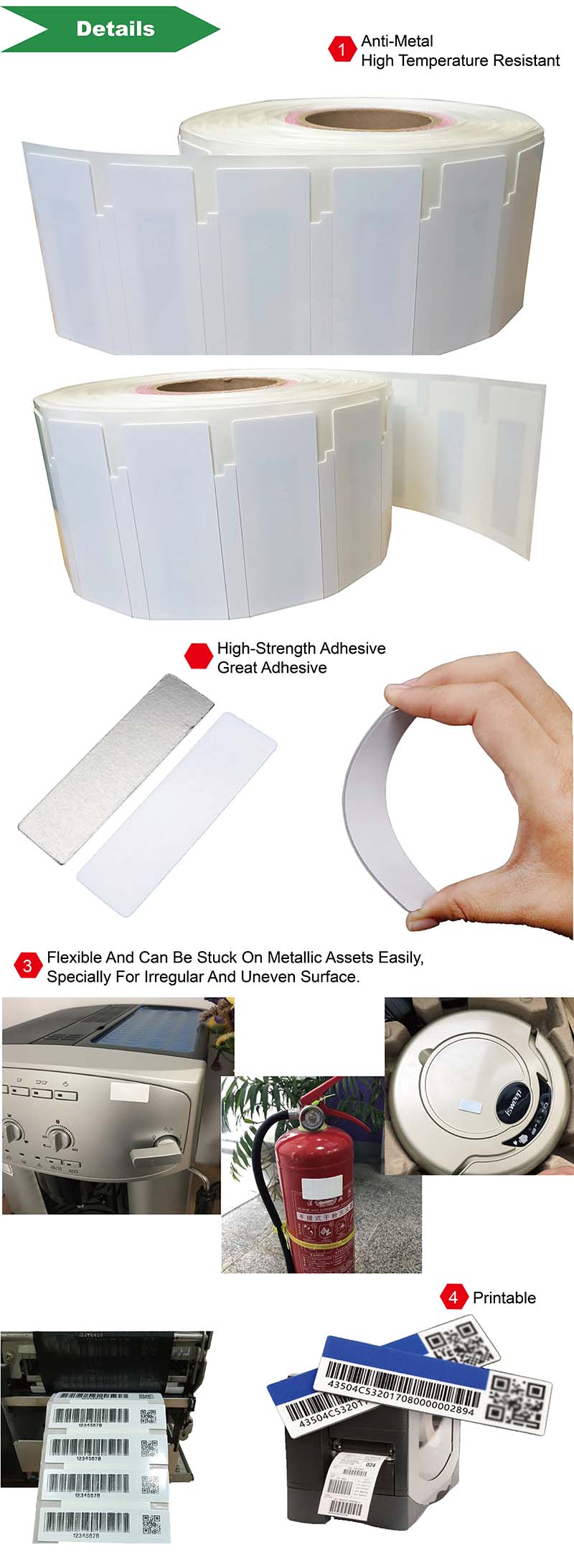 Flexible Anti Metal Tags For Asset Management 