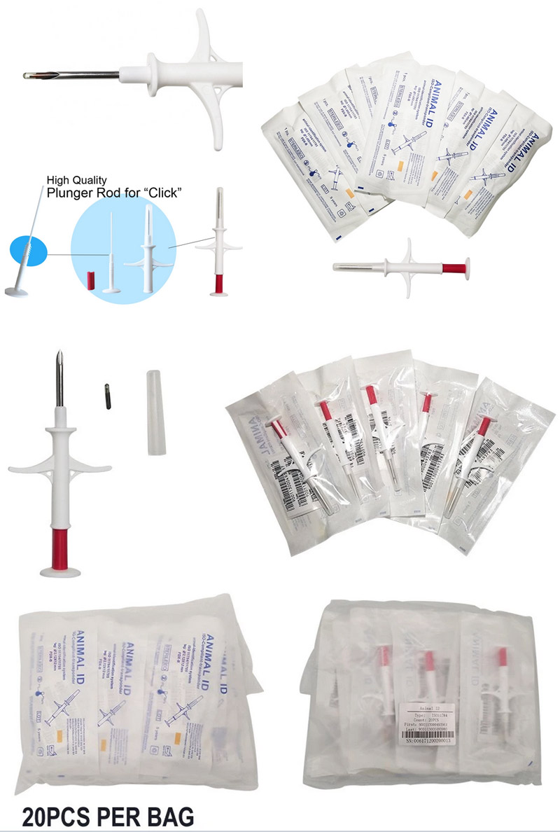 Animal Microchip Size 2X12MM Glass Tube Rfid Tags With Syringe