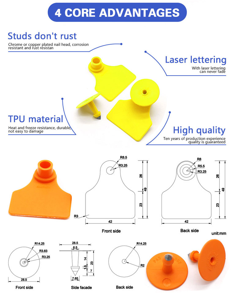 RFID Animal Ear Tag For Livestock Tracking 