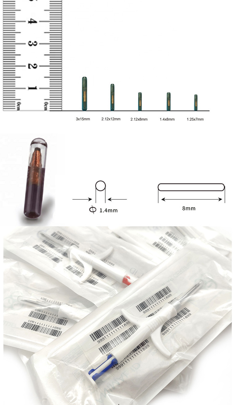RFID Animal ID Microchip Tags With Syringe 