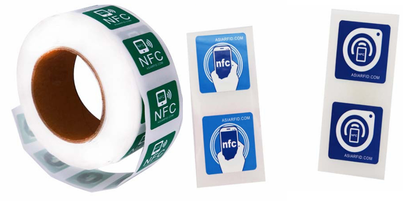 Roll of printable NFC labels with industrial 3M adhesive backing for smart marketing and asset identification applications.