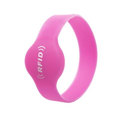 13.56Mhz FM08 Pink RFID Silicon Wristbands For Access Control