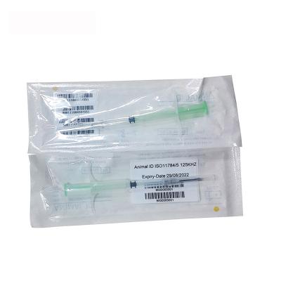 134.2KHz RFID ID Animal Microchip Glass Tube Tag With Syringe